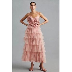 Anthropologie Kavita Bhartia Rosette Tiered
Tulle Gown Size 4